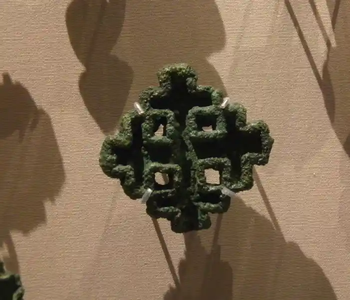 Copper compartmented seals, pre-Christian cross crosslet